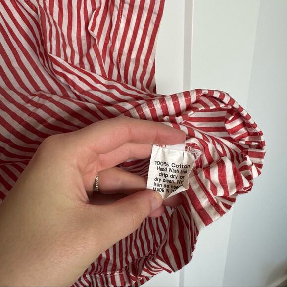 Nancy Stella Soto Red & White Striped 100% Cotton Boxy Top Size Medium - Picture 4 of 6
